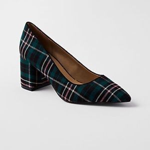 Ann Taylor Loft Plaid Block Heels Pumps. Christmas Heels / Pumps NIB
